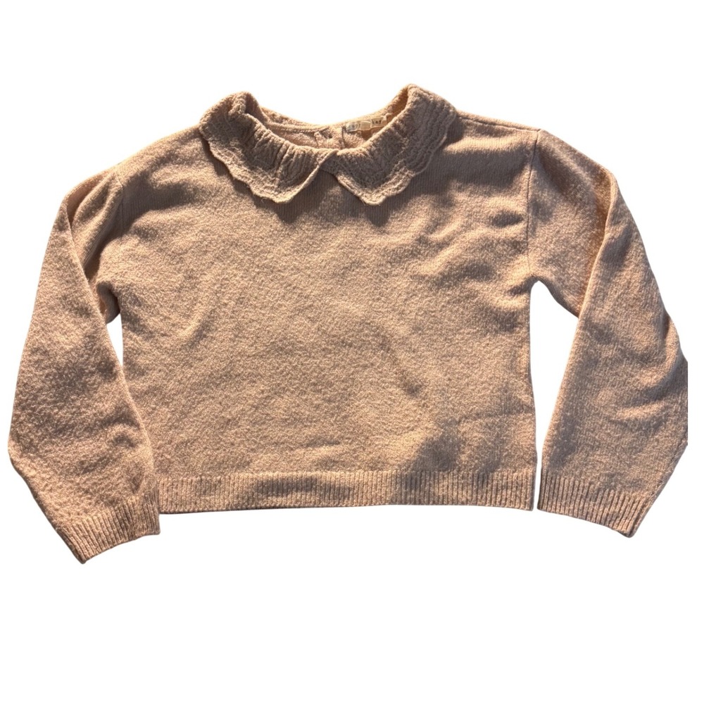 Kids Blush Pink Knit‎ Sweater Peter Pan Collar Long Sleeve Pullover